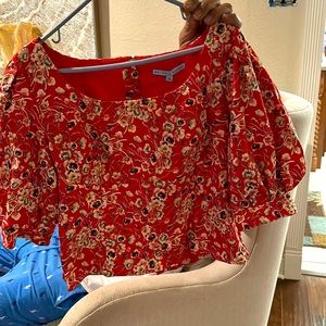 Antonio Melani short sleeve shirt floral print cotton with a zipper in the back